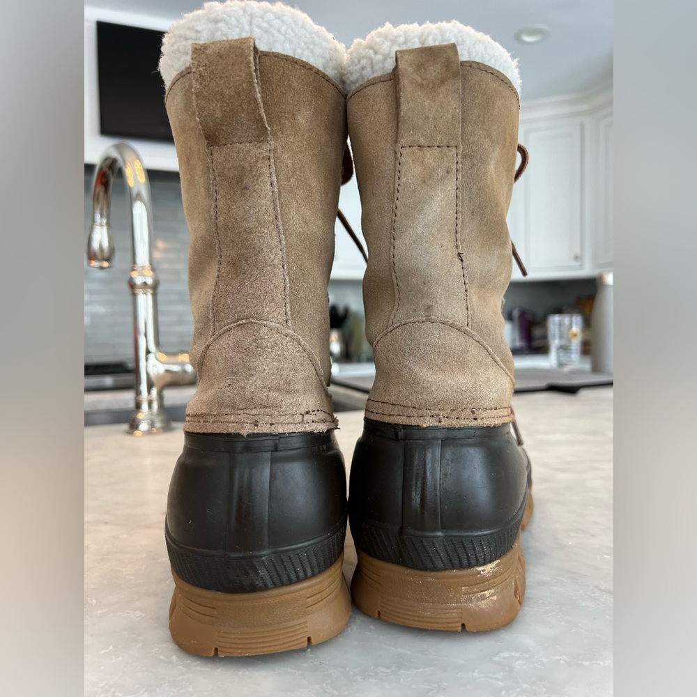 Lands’ End Mens 394765 Insulated Suede Snow Pac Boots Mid Calf Lace Up Brown 9 D - Picture 4 of 9